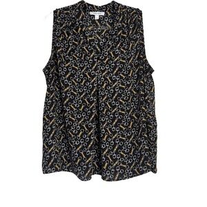 Nine West Horse Bit Chain Print Blouse Sleeveless Size Large
